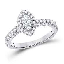  14k White Gold Marquise Diamond Halo Bridal Wedding Engagement Ring 1 Cttw