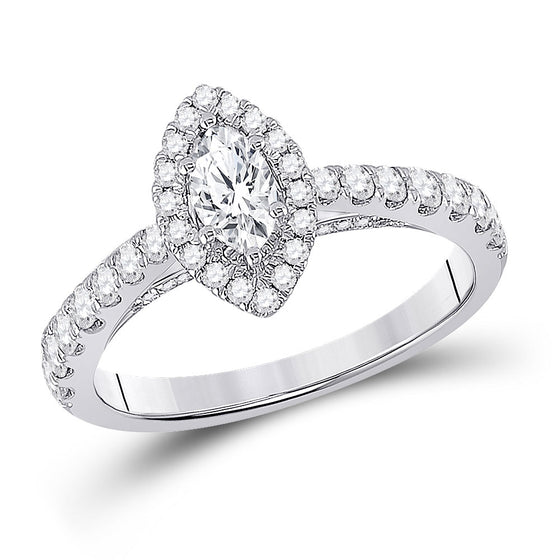 14k White Gold Marquise Diamond Halo Bridal Wedding Engagement Ring 1 Cttw
