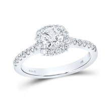  14k White Gold Round Diamond Halo Bridal Wedding Engagement Ring 1 Cttw