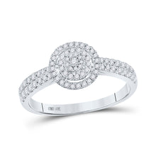  10k White Gold Womens Round Diamond Cluster Ring 3/8 Cttw