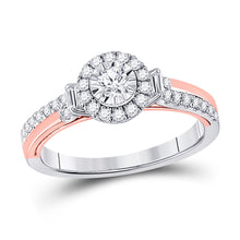  10k Two-tone Gold Round Diamond Halo Bridal Wedding Engagement Ring 1/2 Cttw