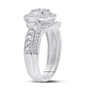 10k White Gold Round Diamond Square Bridal Wedding Ring Band Set 1/5 Cttw