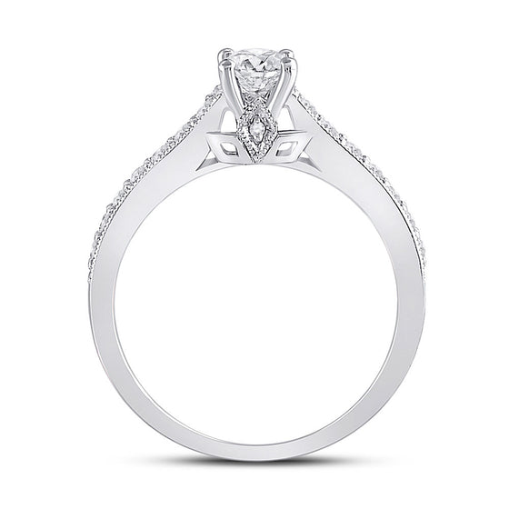 14k White Gold Round Diamond Bridal Wedding Ring Band Set 3/4 Cttw