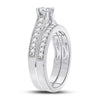14k White Gold Round Diamond Bridal Wedding Ring Band Set 3/4 Cttw