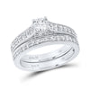 14k White Gold Round Diamond Bridal Wedding Ring Band Set 3/4 Cttw