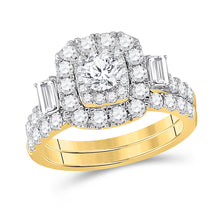  14k Yellow Gold Round Diamond Bridal Wedding Ring Band Set 2 Cttw