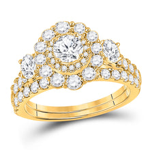  14k Yellow Gold Round Diamond Bridal Wedding Ring Band Set 2 Cttw