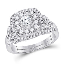  14k White Gold Round Diamond Bridal Wedding Ring Band Set 1 Cttw