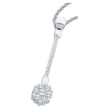  14k White Gold Womens Round Diamond Rope Flower Cluster Pendant 1/4 Cttw