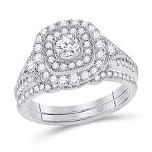  14k White Gold Round Diamond Bridal Wedding Ring Band Set 1 Cttw