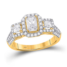  14k Yellow Gold Emerald Diamond 3-stone Bridal Wedding Engagement Ring 1-1/2 Cttw