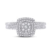 10k White Gold Round Diamond Square Bridal Wedding Ring Band Set 1/3 Cttw