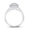 10k White Gold Round Diamond Square Bridal Wedding Ring Band Set 1/3 Cttw
