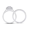 10k White Gold Round Diamond Square Bridal Wedding Ring Band Set 1/3 Cttw