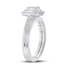 10k White Gold Round Diamond Square Bridal Wedding Ring Band Set 1/3 Cttw