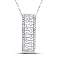  14k White Gold Womens Round Diamond Rectangular Fashion Necklace 1/3 Cttw