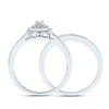 10k White Gold Round Diamond 2-Stone Bridal Wedding Ring Band Set 1/3 Cttw