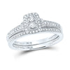 10k White Gold Round Diamond 2-Stone Bridal Wedding Ring Band Set 1/3 Cttw