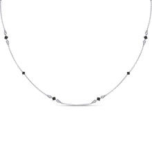  14k White Gold Womens Round Black Color Enhanced Diamond Fashion Necklace 1/5 Cttw