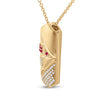 14k Yellow Gold Womens Round Pink Sapphire Diamond Fashion Pendant 1/5 Cttw