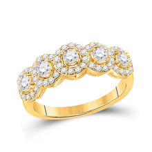  14k Yellow Gold Womens Round Diamond 5-Stone Anniversary Ring 1 Cttw