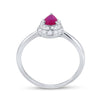 14k White Gold Womens Pear Ruby Diamond Teardrop Halo Solitaire Ring 3/4 Cttw