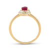 14k Yellow Gold Womens Pear Ruby Diamond Halo Solitaire Ring 3/4 Cttw