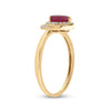 14k Yellow Gold Womens Pear Ruby Diamond Halo Solitaire Ring 3/4 Cttw