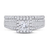 14k White Gold Princess Diamond Bridal Wedding Ring Band Set 1-3/4 Cttw