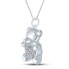 10k White Gold Womens Round Diamond Bear Heart Animal Pendant 1/10 Cttw