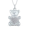 10k White Gold Womens Round Diamond Bear Heart Animal Pendant 1/10 Cttw