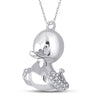 10k White Gold Womens Round Diamond Duck Animal Pendant 1/10 Cttw