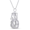 10k White Gold Womens Round Diamond Bear Animal Pendant 1/10 Cttw