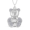 10k White Gold Womens Round Diamond Bear Animal Pendant 1/10 Cttw