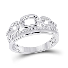  14k White Gold Womens Round Diamond Chain Link Band Ring 1/4 Cttw