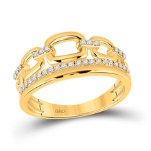  14k Yellow Gold Womens Round Diamond Chain Link Fashion Ring 1/4 Cttw