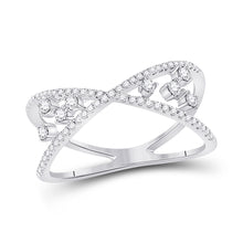  14k White Gold Womens Round Diamond Modern Scattered Fashion Ring 1/3 Cttw