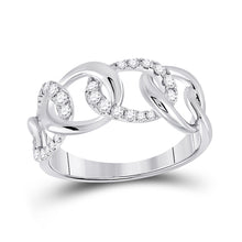  14k White Gold Womens Round Diamond Curb Link Fashion Ring 1/3 Cttw