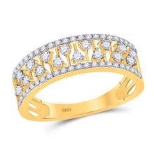  14k Yellow Gold Womens Round Diamond Fashion Anniversary Ring 3/8 Cttw
