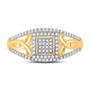 10k Yellow Gold Womens Round Diamond Square Ring 1/4 Cttw