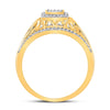10k Yellow Gold Womens Round Diamond Square Ring 1/4 Cttw