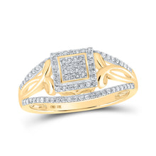  10k Yellow Gold Womens Round Diamond Square Ring 1/4 Cttw