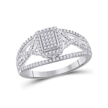  10k White Gold Womens Round Diamond Cluster Ring 1/3 Cttw