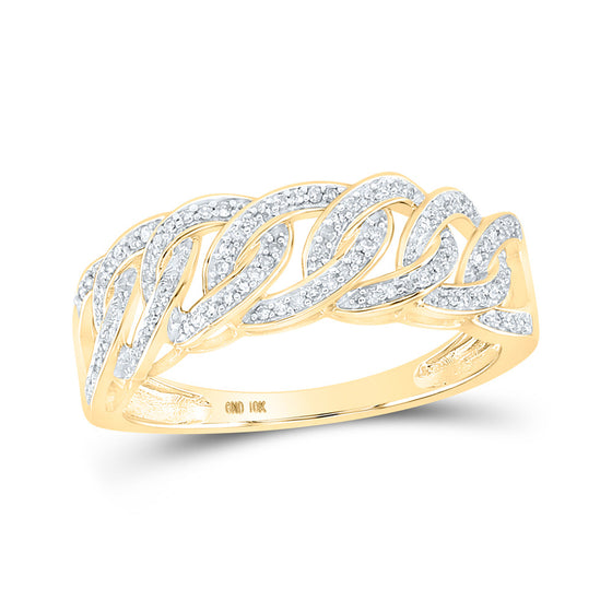 10k Yellow Gold Mens Round Diamond Cuban Link Ring 1/4 Cttw