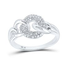  14k White Gold Womens Round Diamond Curb Link Ring 1/5 Cttw