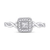 14k White Gold Womens Princess Diamond Square Promise Ring 1/5 Cttw