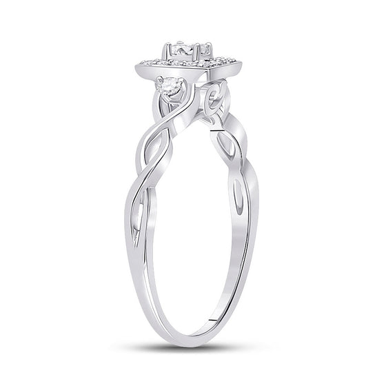 14k White Gold Womens Princess Diamond Square Promise Ring 1/5 Cttw