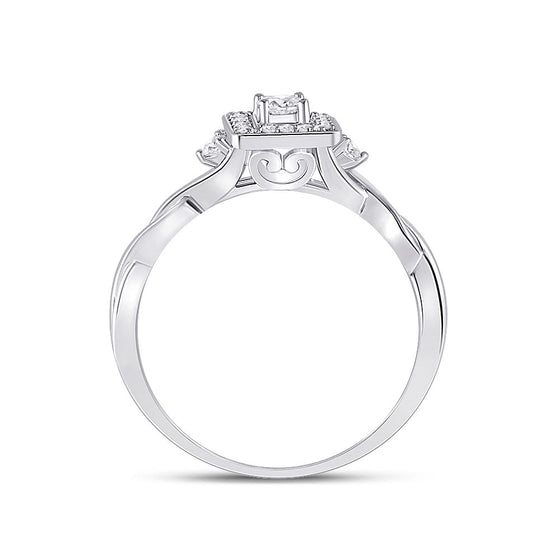 14k White Gold Womens Princess Diamond Square Promise Ring 1/5 Cttw