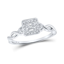  14k White Gold Womens Princess Diamond Square Promise Ring 1/5 Cttw