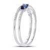 14k White Gold Womens Oval Blue Sapphire Modern Fashion Ring 5/8 Cttw